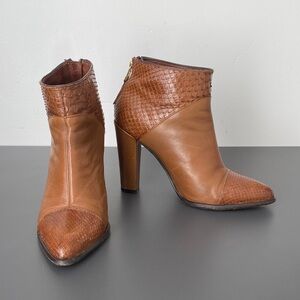 Franco Cuadra Brown Snake Skin Ankle Boots Sz 23.5 (US 6.5) Boho Western Cowgirl